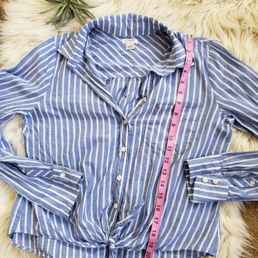 J Crew blue & white striped cropped button up S - Picture 3 of 5